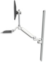 AccessMount™ Ultra 182 Arm with EV710 monitor mount mount on a 50" wall track slider, a 12" keyboard tray, and an 6" arm