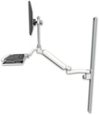 AccessMount™ Ultra 182 Arm with EV710 monitor mount mount on a 50" wall track slider, a wrist-rest keyboard tray, and an 11" arm