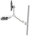 AccessMount™ Ultra 182 Arm with EV710 monitor mount mount on a 50" wall track slider, a work surface tray and slide-out keyboard tray, and an 6" arm