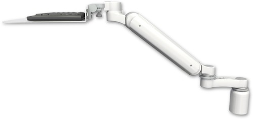AccessMount™ Ultra 182 Heavy Duty Arm desk mount with a 3" riser, a 12" flat keyboard tray, and an 6" arm