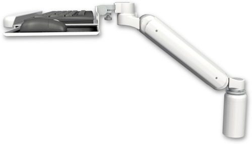 AccessMount™ Ultra 182 Heavy Duty Arm desk mount with a 5" riser and a wrist-rest keyboard tray