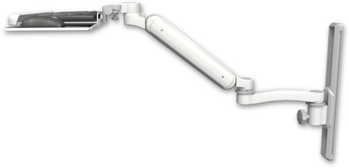 AccessMount™ Ultra 182 Arm mount on a 19" wall track slider with a wrist-rest keyboard tray and an 11" arm