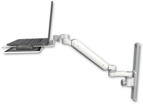 AccessMount™ Ultra 182 Arm mount on a 19" wall track slider Laptop tray with slider and an 6" arm