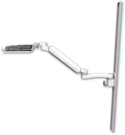 AccessMount™ Ultra 182 Arm mount on a 50" wall track slider with a wrist-rest keyboard tray and an 11" arm