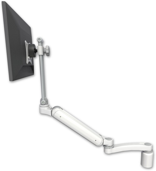 AccessMount™ Ultra 182 Arm with EV710 monitor mount desk mount, a 3" riser, and an 11" arm