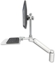 AccessMount™ Ultra 182 Arm with EV710 monitor mount desk mount, a 5" riser, and a 12" flat keyboard tray