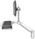 AccessMount™ Ultra 182 Arm with EV710 monitor mount desk mount, a 5" riser, and a wrist-rest keyboard tray
