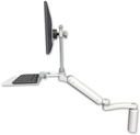 AccessMount™ Ultra 182 Arm with EV710 monitor mount desk mount, a 7.5" riser, a 12" flat keyboard tray, and an 11" arm