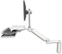 AccessMount™ Ultra 182 Arm with EV710 monitor mount desk mount, a 7.5" riser, a work surface tray and slide-out keyboard tray, and an 11" arm