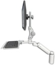 AccessMount™ Ultra 180 Arm with Paralink monitor mount desk mount, a 5" riser, and a 12" keyboard tray