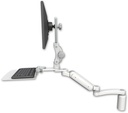 AccessMount™ Ultra 180 Arm with Paralink monitor mount desk mount, a 5" riser, a 12" flat keyboard tray, and an 11" arm