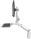 AccessMount™ Ultra 180 Arm with Paralink monitor mount desk mount, a 7.5" riser, and a 12" keyboard tray