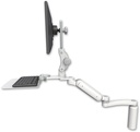 AccessMount™ Ultra 180 Arm with Paralink monitor mount desk mount, a 7.5" riser, a 12" flat keyboard tray, and an 11" arm