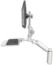 AccessMount™ Ultra 180 Arm with Paralink monitor mount desk mount, a 7.5" riser, and a 12" flat keyboard tray