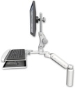 AccessMount™ Ultra 180 Arm with Paralink monitor mount desk mount, a 7.5" riser, and a wrist-rest keyboard tray