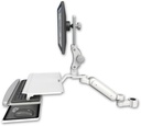 AccessMount™ Ultra 180 Arm with Paralink monitor mount mount for a 1.5" pole and a work surface tray and slide-out keyboard tray