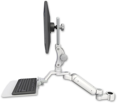 AccessMount™ Ultra 180 Arm with Paralink monitor mount mount for a 1.75" pole and a 12" flat keyboard tray