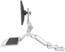 AccessMount™ Ultra 180 Arm with Paralink monitor mount mount for a 2" pole, a 12" flat keyboard tray, and an 6" arm