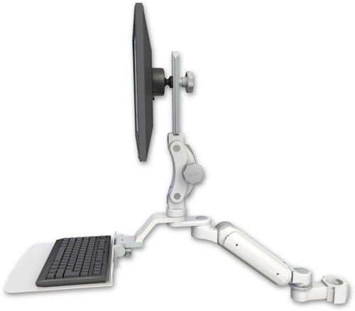 AccessMount™ Ultra 180 Arm with Paralink monitor mount mount for a 2" pole and a 12" flat keyboard tray