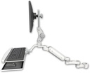 AccessMount™ Ultra 180 Arm with Paralink monitor mount mount for a 2" pole, a wrist-rest keyboard tray, and an 6" arm