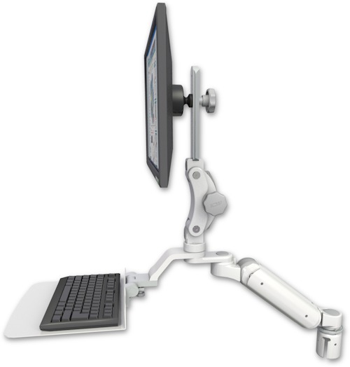 AccessMount™ Ultra 180 Arm with Paralink monitor mount mount for a 2" radius and a 12" flat keyboard tray