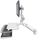 AccessMount™ Ultra 180 Arm with Paralink monitor mount mount for a 2" radius and a work surface tray and slide-out keyboard tray