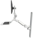 AccessMount™ Ultra 180 Arm with Paralink monitor mount mount on a 36" wall track slider, a 12" flat keyboard tray, and an 6" arm