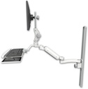 AccessMount™ Ultra 180 Arm with Paralink monitor mount mount on a 36" wall track slider, a wrist-rest keyboard tray, and an 11" arm