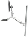 AccessMount™ Ultra 180 Arm with Paralink monitor mount mount on a 50" wall track slider, a 12" keyboard tray, and an 6" arm