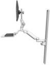 AccessMount™ Ultra 180 Arm with Paralink monitor mount mount on a 50" wall track slider, a 12" flat keyboard tray, and an 6" arm
