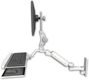 AccessMount™ Ultra 180 Arm with Paralink monitor mount wall mount, a wrist-rest keyboard tray, and an 6" arm