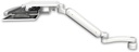AccessMount™ Ultra 182 Arm desk mount with a 1" riser, a work surface tray and slide-out keyboard tray, and an 11" arm