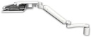 AccessMount™ Ultra 182 Arm desk mount with a 3" riser, a work surface tray and slide-out keyboard tray, and an 11" arm