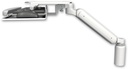 AccessMount™ Ultra 182 Arm desk mount with a 5" riser and a work surface tray and slide-out keyboard tray