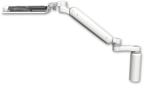 AccessMount™ Ultra 182 Arm desk mount with a 7.5" riser, a wrist-rest keyboard tray, and an 6" arm