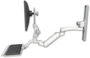 AccessMount™ Inverted Ultra 180 Heavy Duty Arm with Paralink monitor mount mount on a 19" wall track slider, a 12" keyboard tray, and an 11" arm