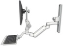 AccessMount™ Inverted Ultra 180 Heavy Duty Arm with Paralink monitor mount mount on a 19" wall track slider, a 12" keyboard tray, and an 6" arm