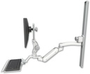 AccessMount™ Inverted Ultra 180 Heavy Duty Arm with Paralink monitor mount mount on a 36" wall track slider, a 12" keyboard tray, and an 11" arm