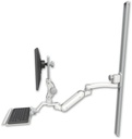 AccessMount™ Inverted Ultra 180 Heavy Duty Arm with Paralink monitor mount mount on a 50" wall track slider, a 12" keyboard tray, and an 11" arm