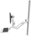 AccessMount™ Inverted Ultra 180 Heavy Duty Arm with Paralink monitor mount mount on a 50" wall track slider, a 12" flat keyboard tray, and an 6" arm