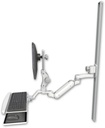 AccessMount™ Inverted Ultra 180 Heavy Duty Arm with Paralink monitor mount mount on a 50" wall track slider, a wrist-rest keyboard tray, and an 6" arm