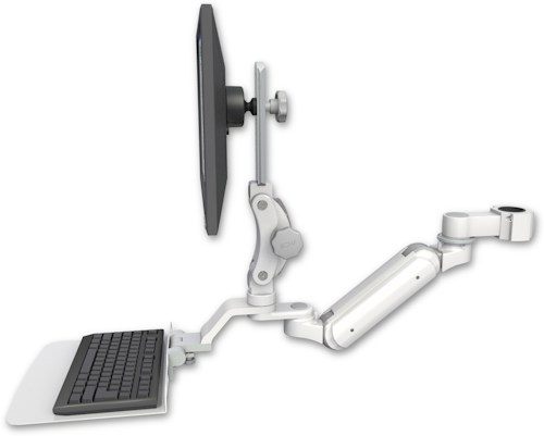 AccessMount™ Inverted Ultra 180 Arm with Paralink monitor mount mount for a 1.75" pole and a 12" flat keyboard tray