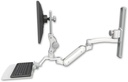 AccessMount™ Inverted Ultra 180 Arm with Paralink monitor mount mount on a 19" wall track slider, a 12" flat keyboard tray, and an 11" arm