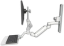 AccessMount™ Inverted Ultra 180 Arm with Paralink monitor mount mount on a 19" wall track slider, a 12" flat keyboard tray, and an 6" arm