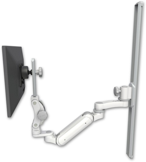 AccessMount™ Inverted Ultra 180 Arm with Paralink monitor mount mount on a 36" wall track slider and an 6" arm