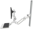 AccessMount™ Inverted Ultra 180 Arm with Paralink monitor mount mount on a 36" wall track slider, a 12" flat keyboard tray, and an 6" arm