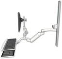 AccessMount™ Inverted Ultra 180 Arm with Paralink monitor mount mount on a 36" wall track slider, a wrist-rest keyboard tray, and an 11" arm