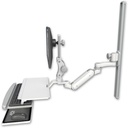 AccessMount™ Inverted Ultra 180 Arm with Paralink monitor mount mount on a 36" wall track slider, a work surface tray and slide-out keyboard tray, and an 6" arm