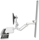 AccessMount™ Inverted Ultra 180 Arm with Paralink monitor mount mount on a 50" wall track slider, a work surface tray and slide-out keyboard tray, and an 11" arm