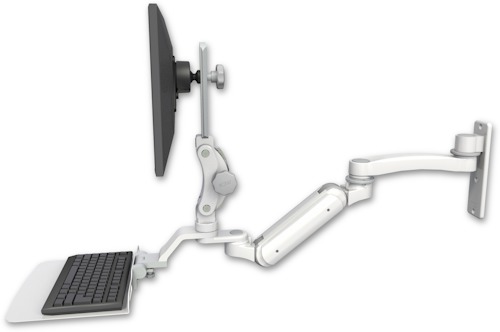 AccessMount™ Inverted Ultra 180 Arm with Paralink monitor mount wall mount, a 12" flat keyboard tray, and an 11" arm